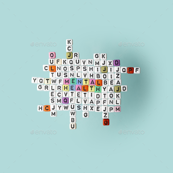 Mental health concept creative crossword puzzle Stock Photo by svitlini